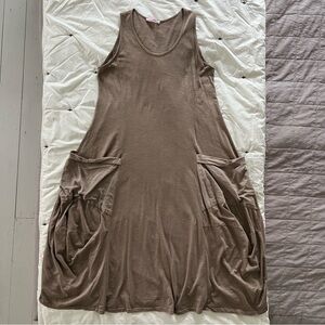 LiaBella Made in Italy Cotton Casual Sleeveless Dress w/Linen Pockets One Size